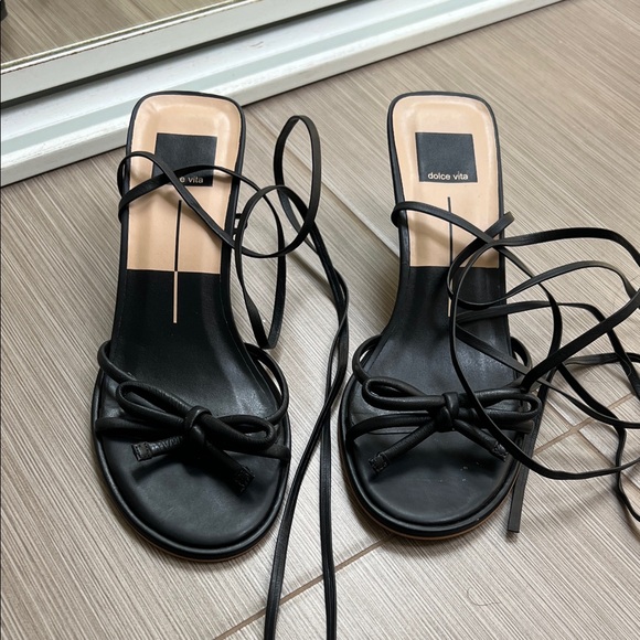 Dolce Vita Black Lace-Up Heels - Picture 1 of 5